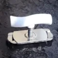 Stainless steel adjustable jar lid opener tool with ergonomic white plastic twist handle - White