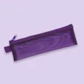 Minimalist mini transparent mesh pencil case, purple portable stationery storage bag for students. - Purple