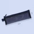 Minimalist mini transparent mesh pencil case, blue portable stationery storage bag. - Dark Blue