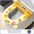 Wasserdichter Toilettensitzbezug mit dickem Design, niedliches Cartoon Monster, Badzubehör. - Gelbes Monster