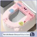 Wasserdichter Toilettensitzbezug mit rosa Monster-Design, bequeme Toilettenauflage für vier Jahreszeiten. - Rosa Monster