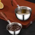 Stainless steel small oil pouring pan with wooden handle, versatile kitchen mini pot. - 150ml Small Oil Heating Pot