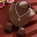 Stunning colorful crystal waterdrop necklace and earrings set for elegant women fashion look. - Two-Piece Set / Red