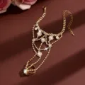 Exquisite gold rhinestone geometric hand chain slave bracelet for women exquisite fashion jewelry - HB994 / Gold