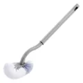 Grey long handled toilet brush with blue and white curved bristles for bathroom cleaning. - Long and Thick / Elegant Blue