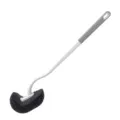 Long-handled toilet brush with curved head and grey white design for bathroom cleaning. - Fashion Gray