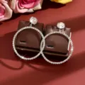 Stunning rhinestone large hoop earrings with sparkling crystal design for women fashion jewelry. - Silver