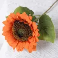 Fausse fleur de tournesol artificielle branche unique pour décoration de maison et photo - Orange