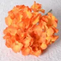 Bouquet d'hortensias orange artificiels à 5 têtes pour décor de maison et mariage - Orange