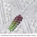 Miniature faux succulent stem with purple and green flocking for home decoration. - Wheat Ear