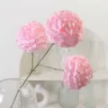 Realistischer künstlicher 3-Kopf-Hortensienstiel in Rosa für die Dekoration zu Hause. - Rosa