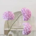 Elegante künstliche dreiköpfige rosa Hortensien-Seidenblumen für Hochzeit und Heimdeko - Hellviolett