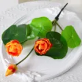 Ensemble de fleurs et feuilles de lotus artificielles fausses plantes pour décoration. - Grande fleur de lotus orange