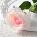 Fausse fleur rose en soie artificielle tige unique blanc rose pour déco mariage maison - Rose chair