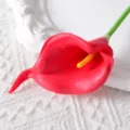 Künstliche PU Calla Lilie Blume Rote Einzelstiel für Heimdeko Hochzeit Fotografie Requisite - Rot
