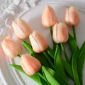 Mini ramo de flores de tulipán artificial de PU decoración de boda en casa estética - Rosa Melocotón