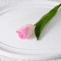 Künstliche Tulpe Blume rosa einzelner Stiel für Heimdekoration Hochzeit Fotografie Requisite Deko. - Rosa Rand