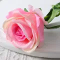 Rose artificielle unique fleur de soie dégradé rose déco mariage maison fausse branche - Rose Champagne
