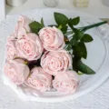 Bouquet de roses artificielles rose à 10 têtes, fleurs en soie pour mariage et déco maison - Vieux rose