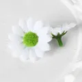 Tête de fleur de marguerite blanche artificielle pour bricolage, accessoires et mariage. - Blanc avec cœur vert