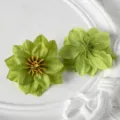 Cabezas de flores artificiales verdes DIY para accesorios de cabello y decoración de bodas. - Verde