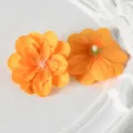 Têtes de fleurs artificielles orange pour pinces à cheveux DIY et décoration de mariage. - Orange