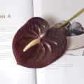 fleur d'anthurium artificielle violet foncé toucher 3d mariage décoration florale accessoire - 60CM / Bordeaux