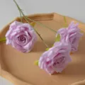 Artificial 3-head roses in elegant purple, perfect for wedding and home decoration - Purple