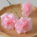 Beautiful 3-head artificial pink silk roses for wedding and event decoration - Pink