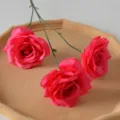Vibrant fuchsia three-head artificial roses for wedding and event floral decorations - Floyd Red