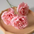 Fausse rose artificielle à 3 têtes roses pour décoration de mariage et accessoires photo. - Rose Poudré