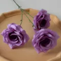 High-quality artificial 3-head purple roses for wedding decor and floral wall arrangements - Mauve