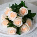 9-head artificial champagne roses bouquet for home and wedding decor, lifelike silk flowers. - 9-Head / Champagne