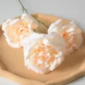 Fleur de rose artificielle à 3 têtes style Austin fausse fleur décoration accessoire - Champagne