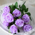 Artificial purple rose bouquet with 9 heads for home and wedding decor - 9-Head / Purple