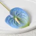 Fleur d'anthurium artificielle bleue tactile 3D fausse plante pour décoration de mariage - 60CM / Bleu