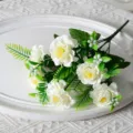 Bouquet de Fleurs Artificielles Chrysanthème Blanc 6 Têtes Décoration Maison Mariage - Blanc