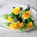 Bouquet De Fleurs Artificielles Chrysanthème Jaune 6 Têtes Pour Décoration Maison - Jaune