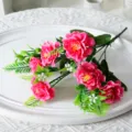 Fleurs artificielles roses de chrysanthème à 6 têtes pour déco de mariage et maison. - Rose rouge