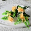 Bouquet de fleurs de chrysanthème artificiel champagne 6 têtes pour déco de mariage - Champagne