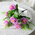 6-Têtes Artificiel Pivoine Fleur Rose Soie Faux Bouquet Floral Décoration Maison Fête - Violet