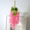 Kunstmatige hangende wisteria bloemen roze wijnstok slingers voor bruiloft decoratie - Dicht roze (12 stuks)