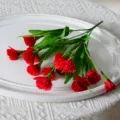 Red artificial carnations 15 heads silk flowers for home wedding decoration bouquet - Red