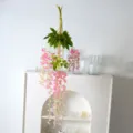 Ghirlanda di fiori di glicine rosa artificiale per decorazione murale di nozze festa - Rosa classico (12 steli)