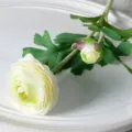 Artificial white flocked ranunculus flower vintage home decor wedding prop 1pc - White
