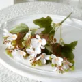 Ramo de flores de hortensia silvestre blanca artificial para la mesa de comedor y boda. - Blanco
