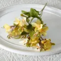 Ramo de flores artificiales pequeña hortensia falsa amarillo blanco para decoracion hogar fiesta - Amarillo