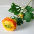 Artificial velvet ranunculus flower prop for home table and wedding party decor - Yellow
