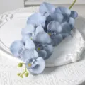 Branche d'orchidée artificielle bleue, tige unique avec 9 têtes en soie pour déco. - Bleu