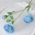 Fleur Artificielle de Renoncule Bleue à 3 Têtes Pivoine de Simulation Décoration Mariage - Bleu Brume